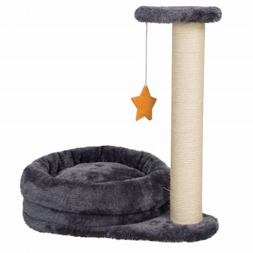 JUMI Kratzbaum für Katzen Grau – Mehrstöckiger Spielbaum, Schlafplatz, Robustes Design von JUMI