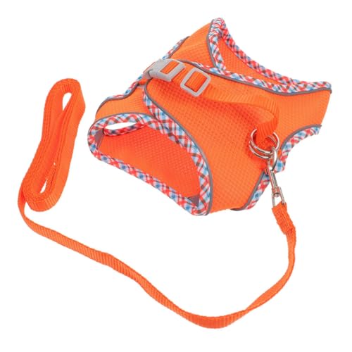 JUMPLAWN 1 Satz Hundegeschirr-Set Fahnenstange Rolle Cooler Welpe Haustierwelpe leichtes hundegeschirr reflektierendes hundegeschirr Tragbares Welpengeschirr Welpenweste Polyester Orange von JUMPLAWN