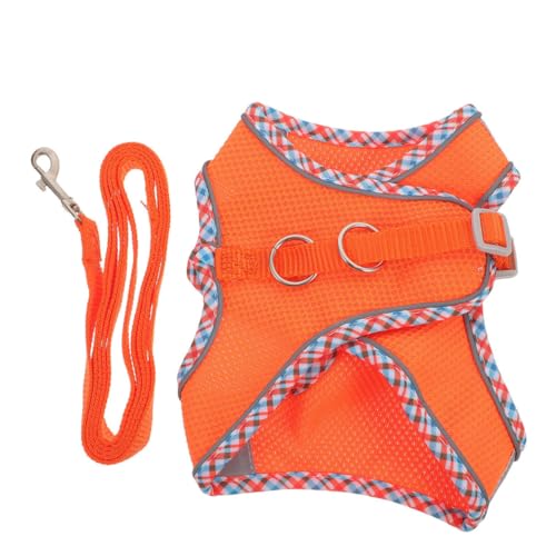 JUMPLAWN 1 Satz Hundegeschirr-Set Für Hunde Verstellbare Hundeleine Welpen Anspannen Schaufel Dackel Kette Hund Nagel Freundlicher Welpe Hundeleinentraining Polyester Orange von JUMPLAWN