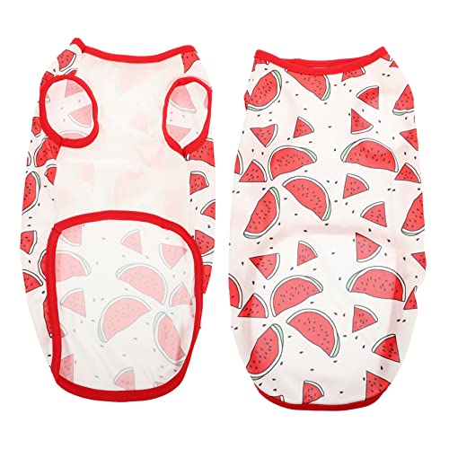 JUMPLAWN 2Pcs Wassermelonen-Haustierweste züchten kleines Hundeshirt Dackel Hunde Kleidung Hundehemden Bausatz tierkostüme hundekleidung Hundezubehör verschleißfestes Katzenkostüm Polyester von JUMPLAWN