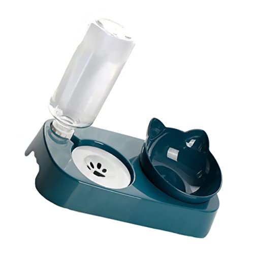 JUMPLAWN Automatischer Katzen Wasserspender Und Futterstation Pet Feeder Mit Kippfester Schüssel Ergonomisches Design Für Katzen Und Kleine Haustiere von JUMPLAWN