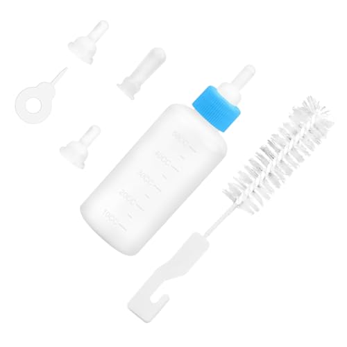 JUMPLAWN Haustier Wasserflasche Für Welpen Und Kätzchen Transparente Flasche Mit Klarer Silikon Und Reinigungsbürste Für Kleine Tiere von JUMPLAWN