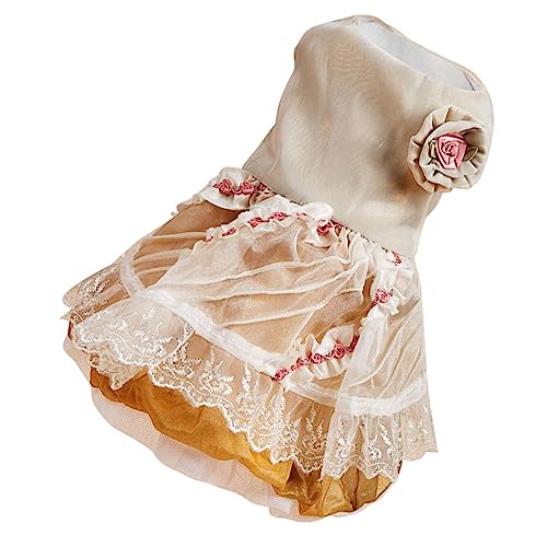 JUMPLAWN Haustierkleid Hunde Braut-Shirt Smoking Brautempfang Welpenkleidung Kostüm Braut-Outfit Hochzeit Dackel Dekorationen Hündin Geburtstagsoutfit Tutu-Rock Outfits Satin- Golden von JUMPLAWN