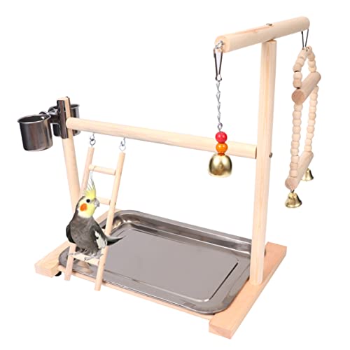 JUMPLAWN Hölzerner Papageienspielplatz mit Futterstation und Schaukel für Wellensittiche Papageien und Kleine Vögel im Käfig oder Garten mit Kletterleiter JUMPLAWN Hölzerner Papageienspielplatz mit Futterstation und Schaukel für Wellensittiche Papageien und Kleine Vögel im Käfig oder Garten mit Kletterleiter von JUMPLAWN