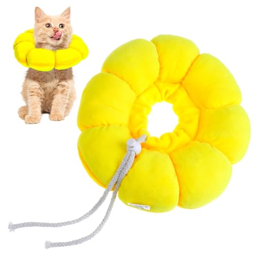 JUMPLAWN Katzenhalsband katzenkragen Katzenhalskragen Katzenhalskrause für Katzen und Kätzchen Katze mit Schleife neugeborenes Kätzchen Katzenkrapfen für Katzen Flaum Yellow von JUMPLAWN