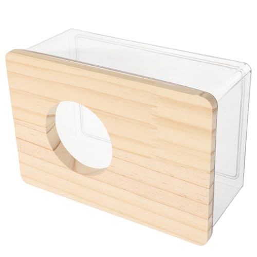 JUMPLAWN Transparente Hamster-badebox Mit Holzabdeckung, Sandbehälter Für Hamster, Für Kleintierkäfige, Hamsterhäute Und Kleine Haustierbadewannen von JUMPLAWN