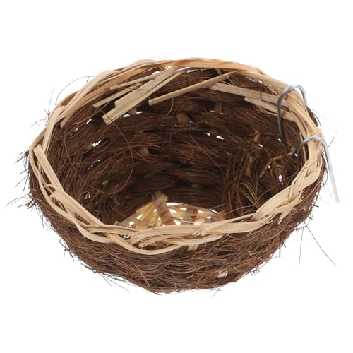 JUMPLAWN Vogelnest Vogelhaus Vogelkäfige Für Sittiche Nest Für Vögel Kanarienvogel Nest Sittichbett Vogelbettkorb Für Käfig Papageiennest Für Käfig Kolibri-Nest Vogelkäfig Stroh Coffee von JUMPLAWN