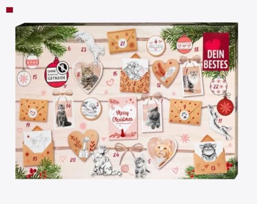 JUNG Dein Bestes Adventskalender 2024 Katzen, 24 Leckerli Adventskalender Katze, Advent Kalender, Sticks Futter, Trockenfutter von JUNG