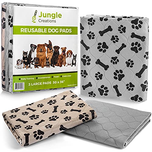 JUNGLE CREATIONS Waschbare Urinierunterlagen für Hunde, wiederverwendbar, wasserdicht, für Welpen-Laufstall, Wurfbox, Kisteneinlage für kleine, mittelgroße, große und XL-Haustiere (76,2 x 91,4 cm) von JUNGLE CREATIONS