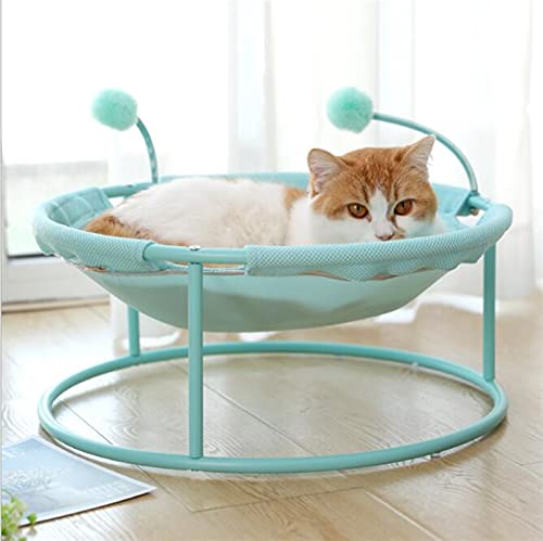 JUNMIN Haustierstreu Sommer Katze Wurfkatze Katze Spaßlounge Sessel Stahl Rahmen Bett Feuchtigkeitssichere Kennel Katze Hängematte abnehmbar und waschbar (Color : Blue) von JUNMIN