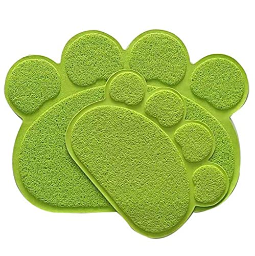 JUNMIN Paw Print Pet Matte PVC Katze Wurfmatte Reiben Matte Haustier Tischsat Essen Matte Staubmatte Kunststoff Matte (Color : Green, Size : 45x60cm) von JUNMIN