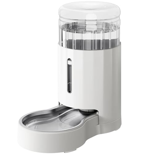 JUNSPOW Haustier-Wasserspender, 6L Schwerkraft große Kapazität Edelstahl-Wasserspender, 100% BPA-frei Automatische Haustier-Tränke für Katzen & kleine/mittelgroße Hunde,Weiß von JUNSPOW