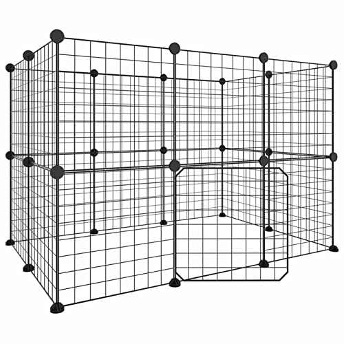 20-TLG. Haustierkäfig mit Tür, JUNZAI Meerschweinchen Käfig, Kleintierkäfig, Meerschweinchen Gehege, Freigehege Für Kaninchen, Hasenkäfig, Kaninchengehege, Kaninchenstall, Schwarz 35x35 cm Stahl von JUNZAI