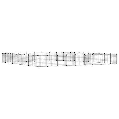 36-TLG. Haustierkäfig mit Tür, JUNZAI Meerschweinchen Käfig, Meerschweinchen Gehege, Kleintierkäfig, Hasenkäfig, Freigehege Für Kaninchen, Kaninchengehege, Kaninchenstall, Schwarz 35x35 cm Stahl von JUNZAI