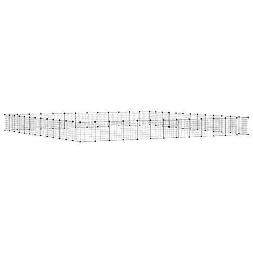 52-TLG. Haustierkäfig mit Tür, JUNZAI Meerschweinchen Käfig, Meerschweinchen Gehege, Kleintierkäfig, Hasenkäfig, Freigehege Für Kaninchen, Kaninchengehege, Kaninchenstall, Schwarz 35x35 cm Stahl von JUNZAI