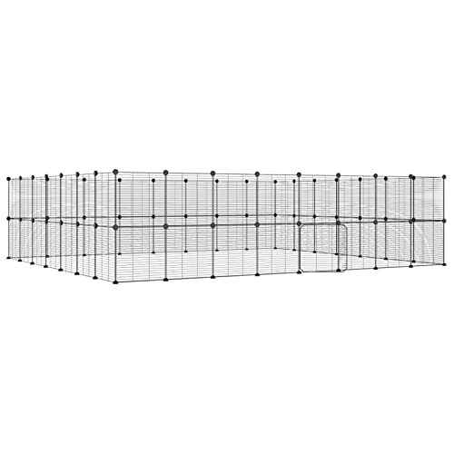60-TLG. Haustierkäfig mit Tür, JUNZAI Meerschweinchen Käfig, Meerschweinchen Gehege, Kleintierkäfig, Freigehege Für Kaninchen, Hasenkäfig, Kaninchenstall, Kaninchengehege, Schwarz 35x35 cm Stahl von JUNZAI