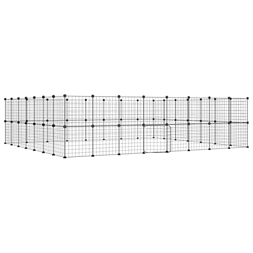 60-TLG. Haustierkäfig mit Tür, JUNZAI Meerschweinchen Käfig, Meerschweinchen Gehege, Kleintierkäfig, Hasenkäfig, Freigehege Für Kaninchen, Kaninchenstall, Kaninchengehege, Schwarz 35x35 cm Stahl von JUNZAI