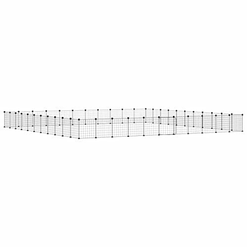 JUNZAI 44-TLG. Haustierkäfig mit Tür, Meerschweinchen Käfig, Meerschweinchen Gehege, Kleintierkäfig, Hasenkäfig, Freigehege Für Kaninchen, Kaninchengehege, Kaninchenstall, Schwarz 35x35 cm Stahl von JUNZAI