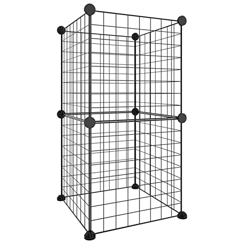 JUNZAI 8-TLG. Haustierkäfig, Meerschweinchen Käfig, Meerschweinchen Gehege, Kleintierkäfig, Freigehege Für Kaninchen, Hasenkäfig, Kaninchengehege, Kaninchenstall, Schwarz 35x35 cm Stahl von JUNZAI