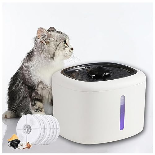 JUNZAI Katzentrinkbrunnen, Ultraleiser Wasserbrunnen mit Aktivkohlefilter und Wasserpumpe Leicht zu reinigender Wasserbrunnen Für Hunde, für Katzen, Hunde, Kleine Tiere,2.5LWhite von JUNZAI