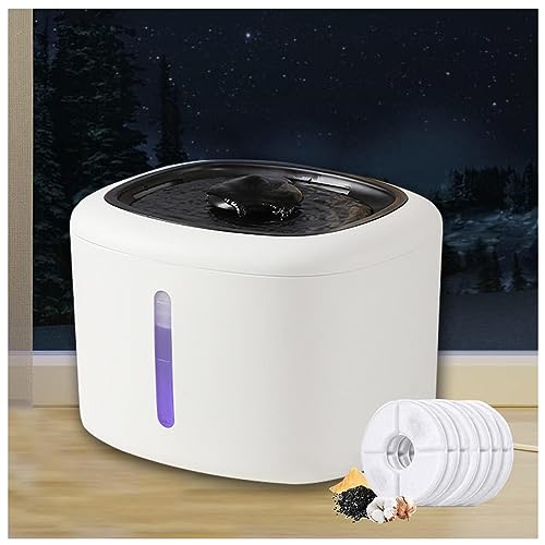 JUNZAI Trinkbrunnen, Ultraleiser Wasserbrunnen mit Aktivkohlefilter und Wasserpumpe Leicht zu reinigender Trinkbrunnen Katze, für Katzen, Hunde, Kleine Tiere,2.5LWhite von JUNZAI