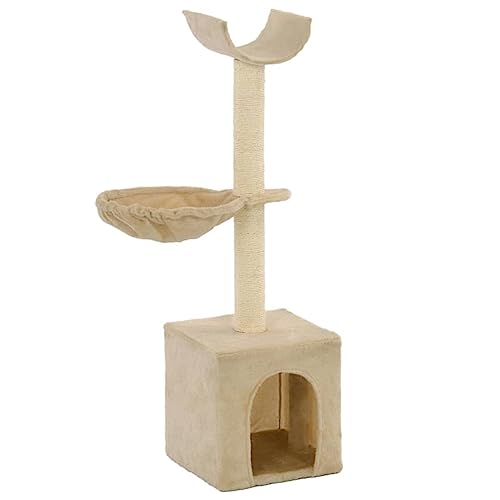 Katzen-Kratzbaum, JUNZAI Katzenzubehöhr, Kratzbaum Für Katzen, Katze Baum, Katzenkratzbaum, Katzenturm, Katzenmöbel, mit Sisal-Kratzsäulen 105 cm Beige von JUNZAI