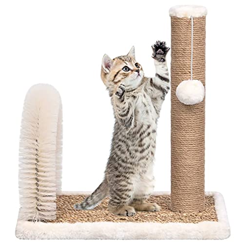 Katzenbaum mit Fellpflegebogen und Kratzsäule, JUNZAI Katzenkratzbaum, Katzenmöbel, Kratztonne Für Katzen, Aktivitätskratzbäume, Cat Scratching Post, Katzen Zubehör, von JUNZAI