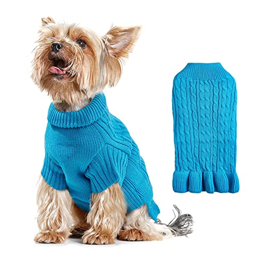 Hundepullover für kleine Hunde Niedliche Haustier Rollkragenpullover Welpe Strickpullover Kleid Mädchen Jungen Chihuahua Warme Wintermantel Kleidung Hunde Outfits Bekleidung für Yorkie Weihnachten von JUOZIUI