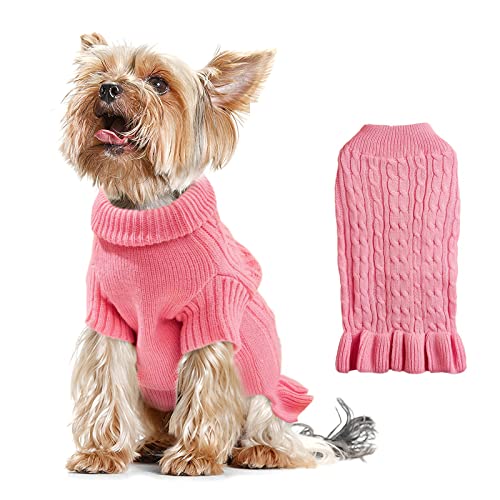 Hundepullover für kleine Hunde Niedliche Haustier Rollkragenpullover Welpe Strickpullover Kleid Mädchen Jungen Chihuahua Warme Wintermantel Kleidung Hunde Outfits Bekleidung für Yorkie Weihnachten von JUOZIUI