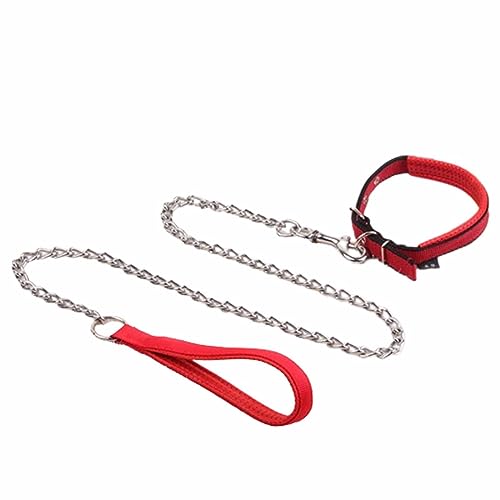 Hundeleine Große Hunde Kleine Hunde Leicht Mittelgroße Hunde Leine Hund Verstellbar Hundegeschirr Anti-Biss-Metallkette Robust Und Langlebig Manuelle Anpassung Der Halsgröße (red 1.2m,M) von JUSHZ