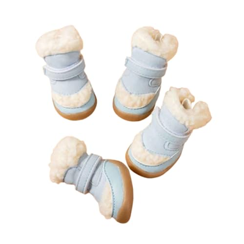 Hundeschuhe Wasserdicht Pfotenschutz Dog Shoes Hund Schuhe Neopren Für Kleine Hunde Outdoor Atmungsaktiv Puppy 4er-Set Mit Abriebfester Anti Rutsch Herbst Winter Dicke Baumwolle (2,Blue) von JUSHZ