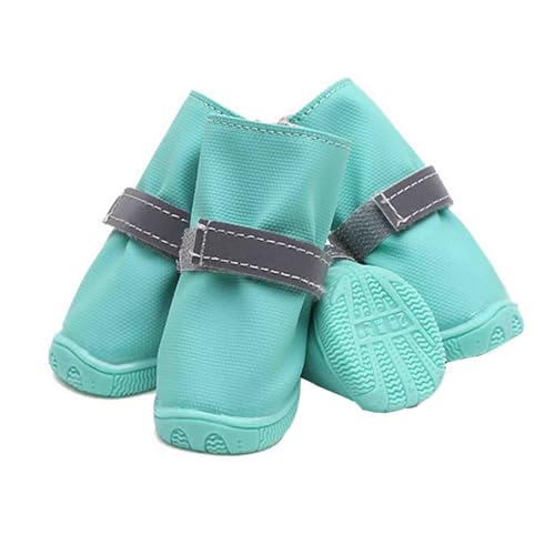 Hundeschuhe Wasserdicht Pfotenschutz Dog Shoes Hund Schuhe Neopren Für Kleine Hunde Winter Outdoor Puppy 4er-Set Mit Abriebfester Anti Rutsch Gegen Hitze wasserdichte (2,Green) von JUSHZ