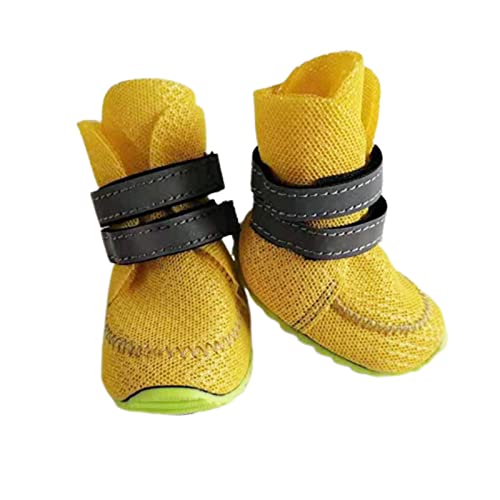 JUSHZ Hundeschuhe Pfotenschutz Dog Shoes Hund Schuhe Atmungsaktiv Puppy 4er-Set Abriebfester Anti Rutsch Gegen Hitze Atmungsaktiv Sommer Weiche Und Dünne Abriebfeste Sohle (45,Yellow) von JUSHZ