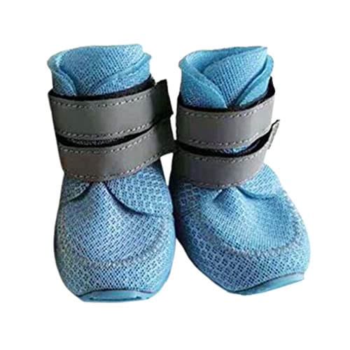 JUSHZ Hundeschuhe Pfotenschutz Dog Shoes Hund Schuhe Atmungsaktiv Puppy 4er-Set Abriebfester Anti Rutsch Gegen Hitze Atmungsaktiv Sommer Weiche Und Dünne Abriebfeste Sohle (60,Blue) von JUSHZ