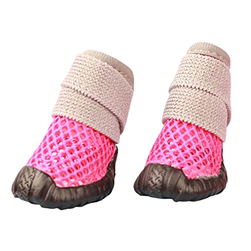 JUSHZ Hundeschuhe Pfotenschutz Dog Shoes Hund Schuhe Für Kleine Hunde Puppy 4er-Set Abriebfester Anti Rutsch Gegen Hitze Atmungsaktive Elastische Weichpaste Verschleißfeste Stiefel (2,pink) von JUSHZ