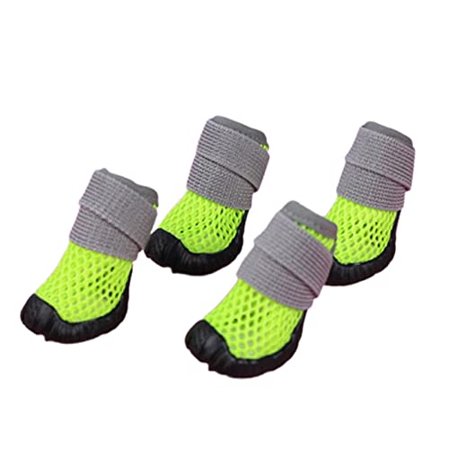 JUSHZ Hundeschuhe Pfotenschutz Dog Shoes Hund Schuhe Für Kleine Hunde Puppy 4er-Set Abriebfester Anti Rutsch Gegen Hitze Atmungsaktive Elastische Weichpaste Verschleißfeste Stiefel (5,Green) von JUSHZ