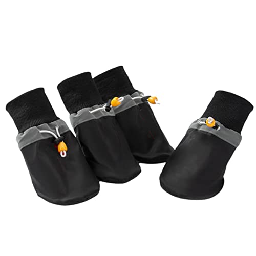 JUSHZ Hundeschuhe Wasserdicht Pfotenschutz Dog Shoes Hund Schuhe Atmungsaktiv 4er-Set Abriebfester Gegen Hitze Herbst Winter Bequemes Warmes Verdicktes Fleece rutschfeste Reflektierend (S,Black Thin) von JUSHZ