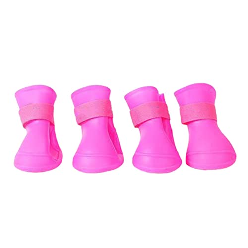 JUSHZ Hundeschuhe Wasserdicht Pfotenschutz Dog Shoes Hund Schuhe Atmungsaktiv Puppy 4er-Set Abriebfester Anti Rutsch Gegen Hitze rutschfeste Verstellbares Gummiband (XL,pink) von JUSHZ