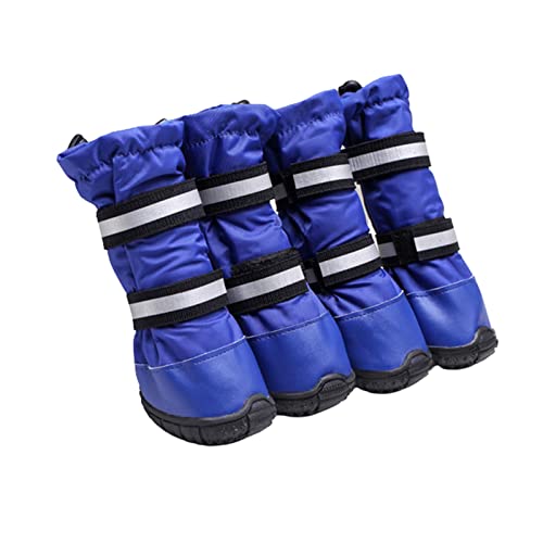 JUSHZ Hundeschuhe Wasserdicht Pfotenschutz Dog Shoes Hund Schuhe Neopren Für Große Hunde 4er-Set Mit Abriebfester Anti Rutsch Gegen Hitze Regenfest rutschfest (60,Blue) von JUSHZ