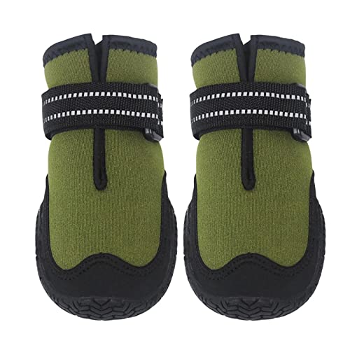 JUSHZ Hundeschuhe Wasserdicht Pfotenschutz Dog Shoes Hund Schuhe Neopren Für Große Hunde Abriebfester Anti Rutsch Gegen Hitze rutschfeste Sohle Riemen Sommer Wasserdicht Atmungsaktiv (2,Green) von JUSHZ