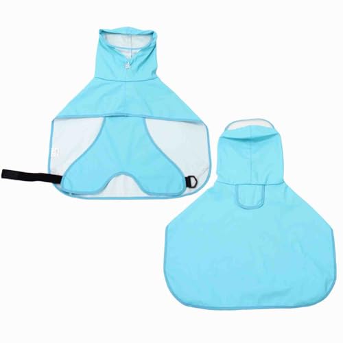 JUSHZ Regenjacken Regenmantel Hund Wasserdicht Regenjacke Hund Hunderegenmantel Hunderegenjacke Regenmantel Klein Große Hunde Kapuze Traktionsloch Für Haustierponcho PU Mit Krempe (2XL,Blue) von JUSHZ