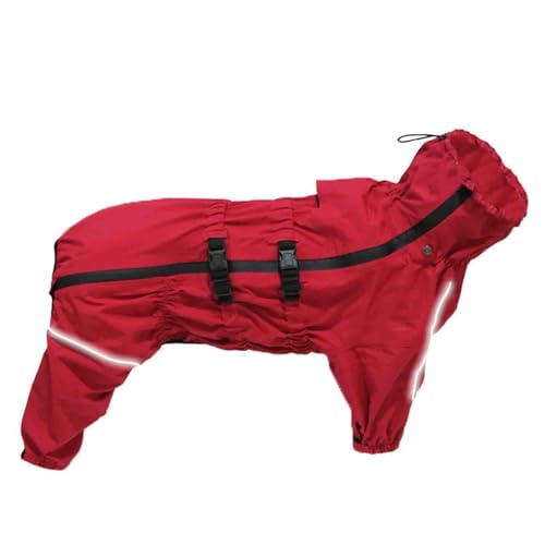 JUSHZ Regenmantel Hund Wasserdicht Regenjacke Hund Hunderegenmantel Hunderegenjacke Regenjacken Klein Große Hunde Mit Beinen Mit Bauchschutz wasserdichte Kleidung Für Haustiere (2XL,Red) von JUSHZ