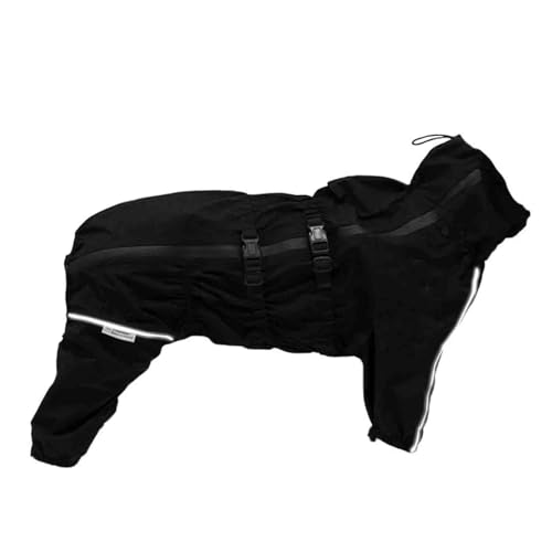 JUSHZ Regenmantel Hund Wasserdicht Regenjacke Hund Hunderegenmantel Hunderegenjacke Regenjacken Klein Große Hunde Mit Beinen Mit Bauchschutz wasserdichte Kleidung Für Haustiere (4XL,Black) von JUSHZ