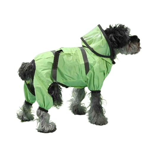 JUSHZ Regenmantel Hund Wasserdicht Regenjacke Hund Hunderegenmantel Hunderegenjacke Regenjacken Klein Kapuze Mit Beinen wasserdichte Lange Transparente Krempe Traktionsloch (2XL,Green) von JUSHZ