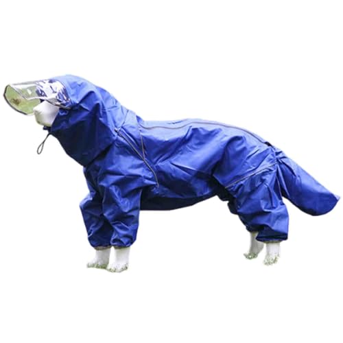 JUSHZ Regenmantel Hund Wasserdicht Regenjacke Hund Hunderegenmantel Hunderegenjacke Regenmantel Große Hunde Regenjacken Mit Beinen Mit Kapuze Für Hündinnen Transparente Krempe (20,Blue) von JUSHZ