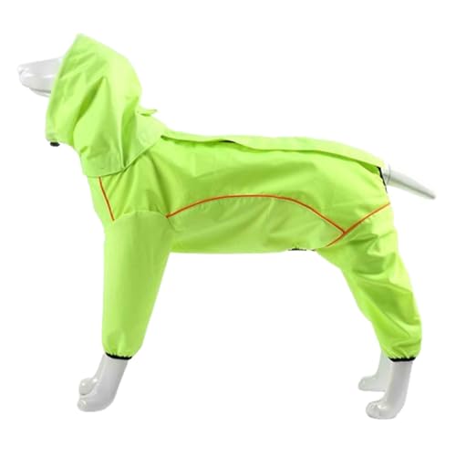 JUSHZ Regenmantel Hund Wasserdicht Regenjacke Hund Hunderegenmantel Hunderegenjacke Regenmantel Klein Regenjacken Große Hunde Kapuze Mit Beinen Reflektierender Faden Traktionsloch (2XL,Green) von JUSHZ