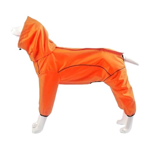 JUSHZ Regenmantel Hund Wasserdicht Regenjacke Hund Hunderegenmantel Hunderegenjacke Regenmantel Klein Regenjacken Große Hunde Kapuze Mit Beinen Reflektierender Faden Traktionsloch (2XL,Orange) von JUSHZ