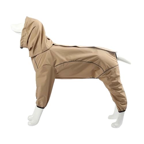 JUSHZ Regenmantel Hund Wasserdicht Regenjacke Hund Hunderegenmantel Hunderegenjacke Regenmantel Klein Regenjacken Große Hunde Kapuze Mit Beinen Reflektierender Faden Traktionsloch (3XL,Brown) von JUSHZ