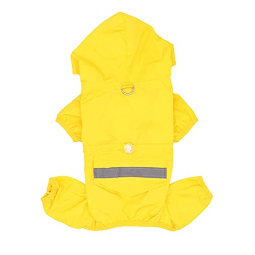 JUSHZ Regenmantel Hund Wasserdicht Regenjacke Hunderegenmantel Hunderegenjacke Hunderegenmantel Regenmantel Klein Mit Beinen Kleidung Mit Kapuze Schleppschnalle Reflektierender Streifen (2XL,Yellow) von JUSHZ