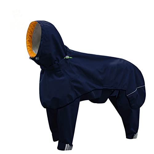 JUSHZ Regenmantel Hund Wasserdicht Regenjacke Hunderegenmantel Hunderegenjacke Regenmantel Große Hunde Mit Beinen Haustier-Regenmantel Kapuze Verstellbarer Reserviertes Zugseilloch (2XL,Blue) von JUSHZ